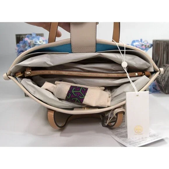Tory Burch Perry French Cream Climbing Vine Triple Compartment SML Tote Bag NWT - Picture 7 of 7